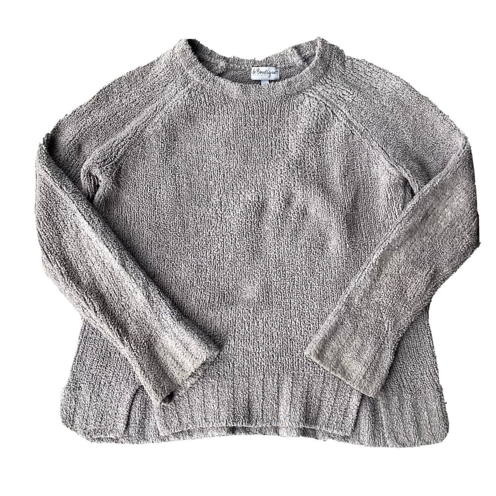 B.Boutique by evergreen Sweater Sz S Grey Fuzzy Pullover Cozy Winter Womens READ